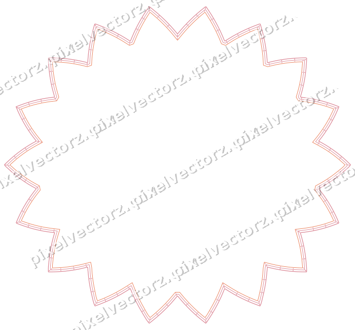 Decorative line art frame in red and orange with oval and zigzag edge