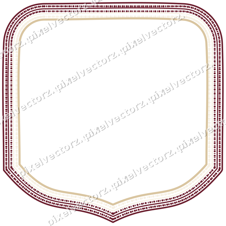 Decorative line art frame in dark pink and red with label plaque