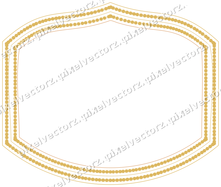 Decorative line art frame in orange and amber with label plaque
