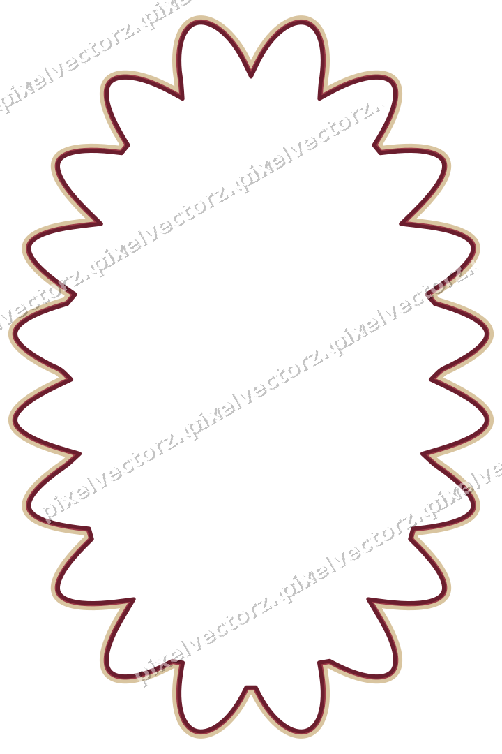Decorative line art frame in dark pink and red with oval