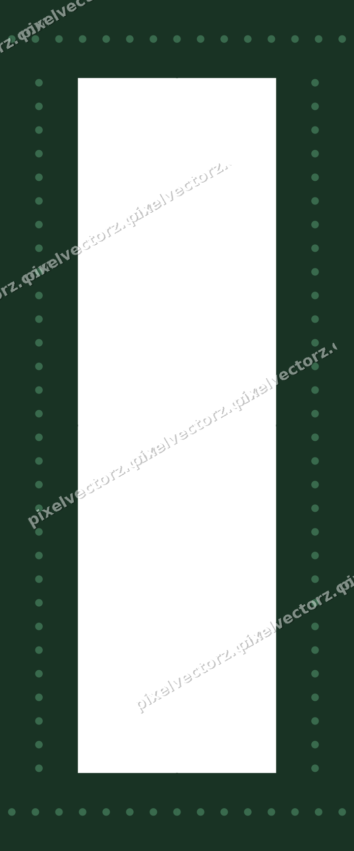 Decorative picture frame border in dark green and red with dot row