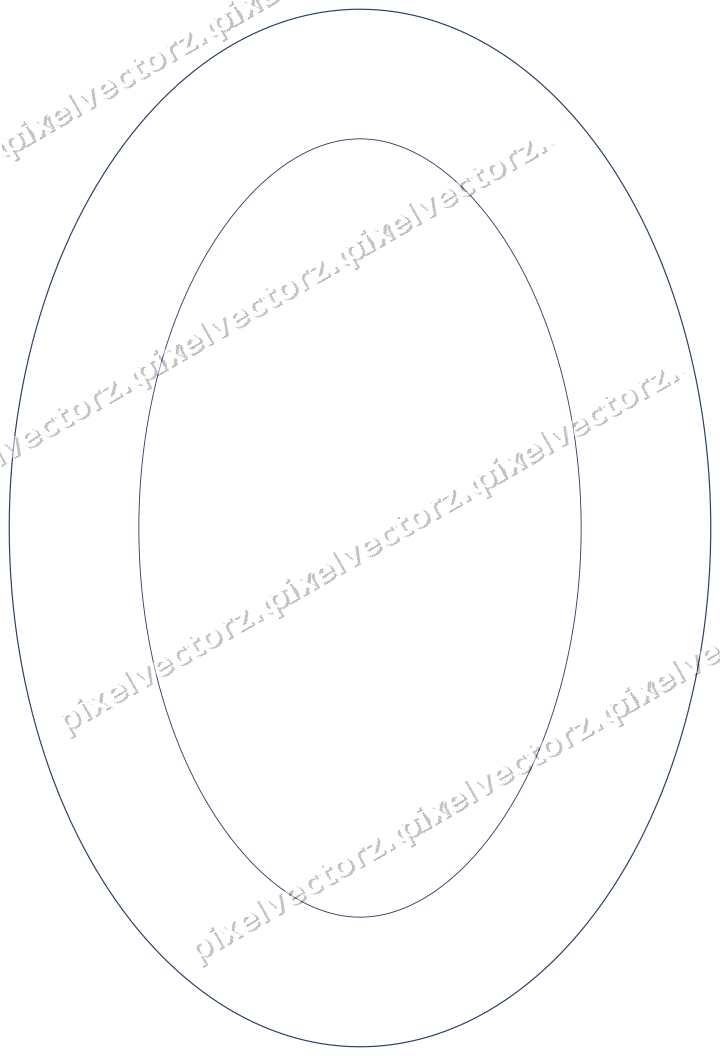 Decorative line art frame in dark blue and white with oval