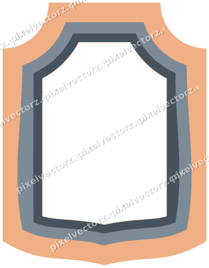 Decorative line art frame in blue and orange with label plaque