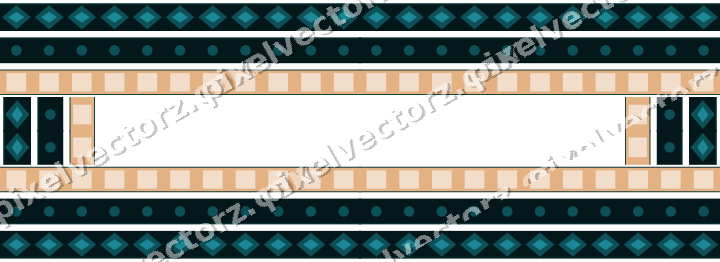 Decorative picture frame border in dark teal and orange with dot row
