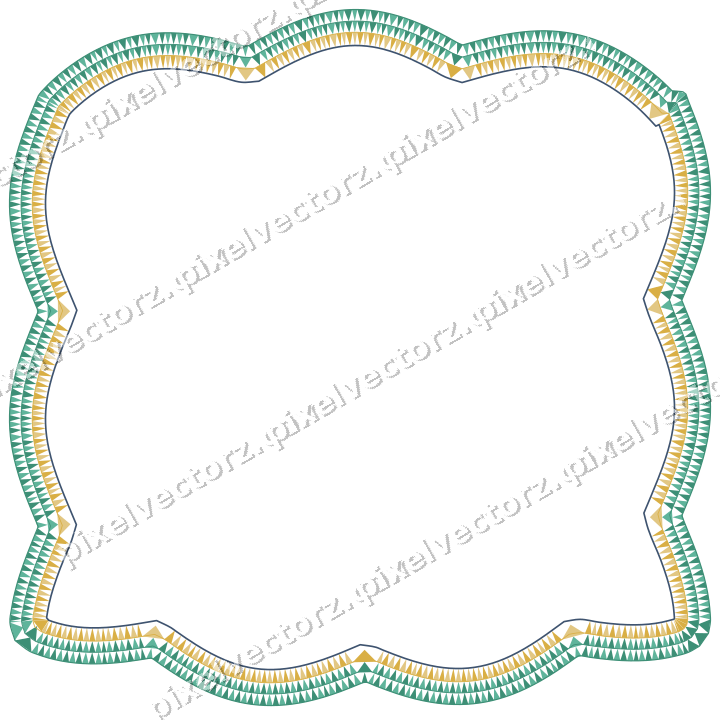 Decorative line art frame in amber and green with label plaque