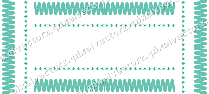 Decorative picture frame border in green and teal with wave band