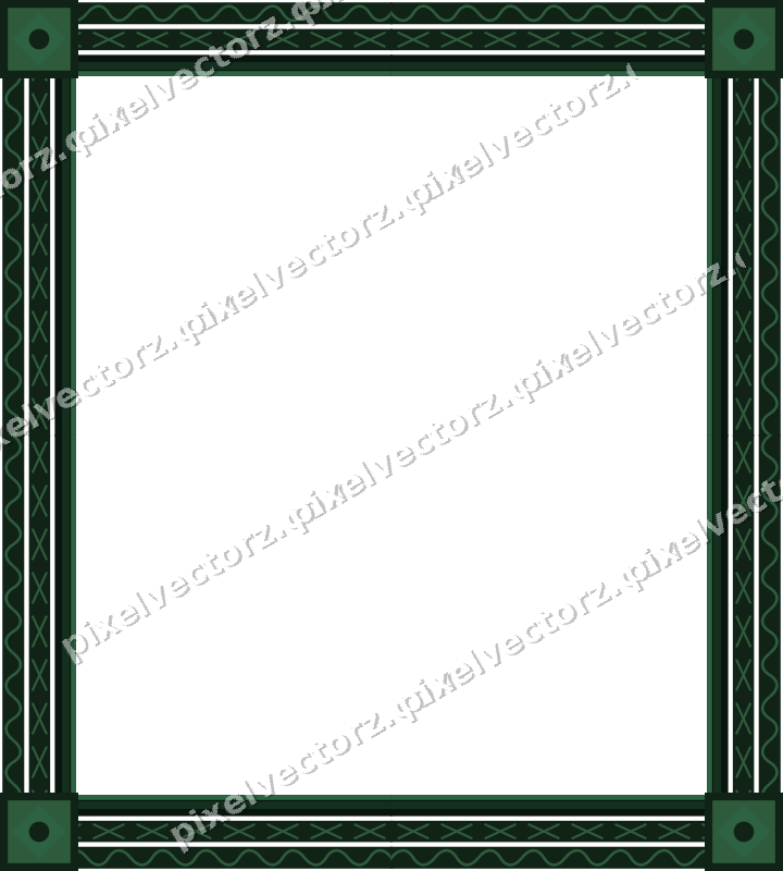 Decorative picture frame border in dark green with cross band