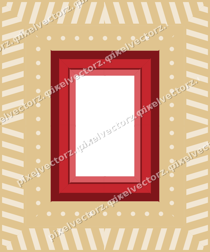 Decorative picture frame border in dark green and red with dot row