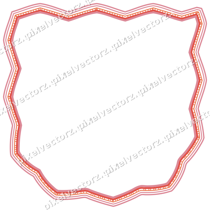 Decorative line art frame in red and orange with shield