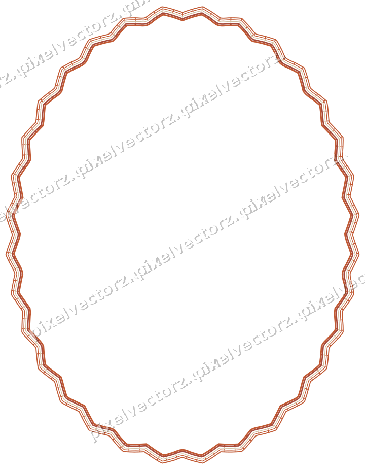 Decorative line art frame in orange and amber with oval