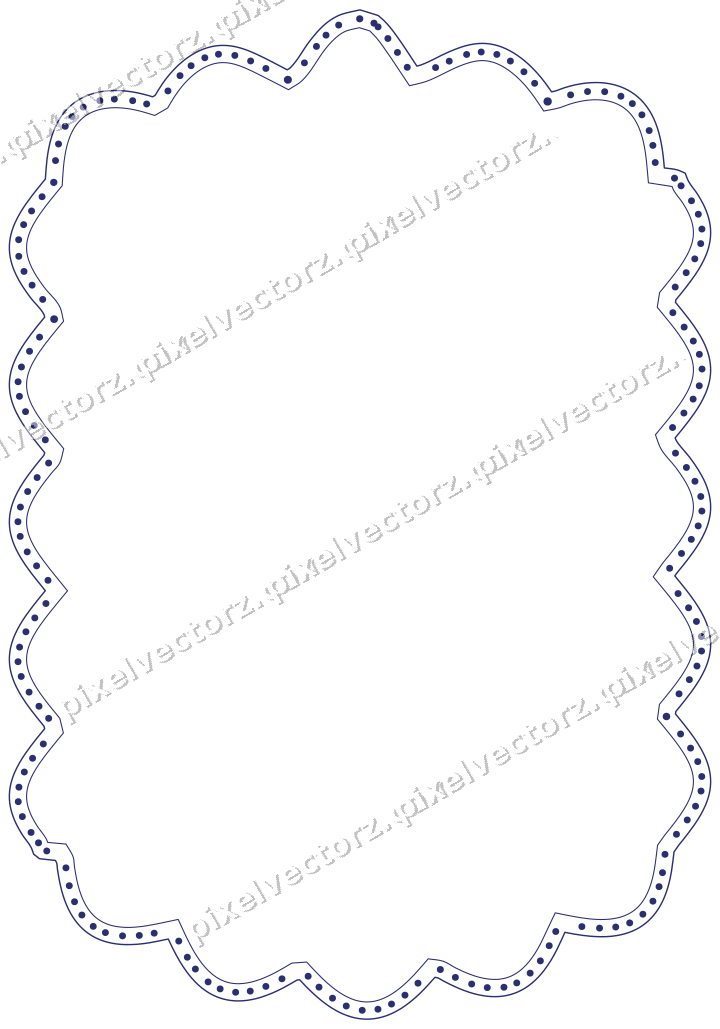 Decorative line art frame in dark blue and amber with label plaque