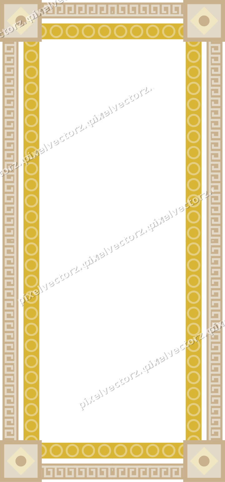 Decorative picture frame border in lime and yellow with greek key