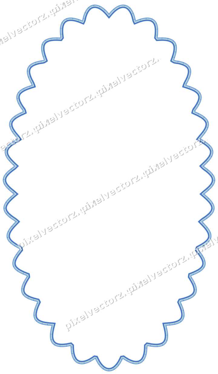 Decorative line art frame in blue and cyan with oval