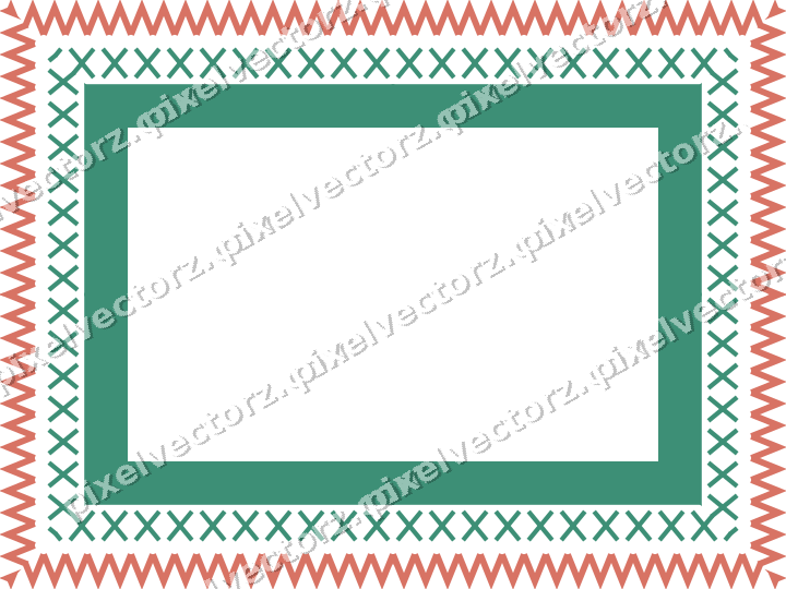 Decorative picture frame border in amber and green with zigzag