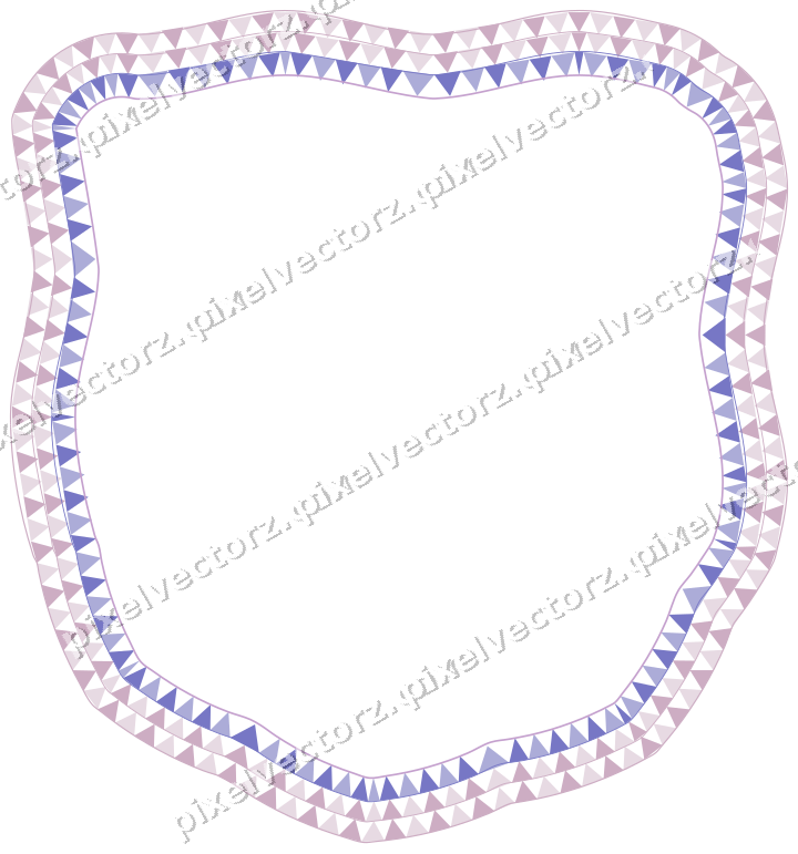 Decorative line art frame in purple and blue with label plaque