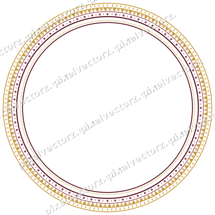 Decorative line art frame in dark pink and amber with oval