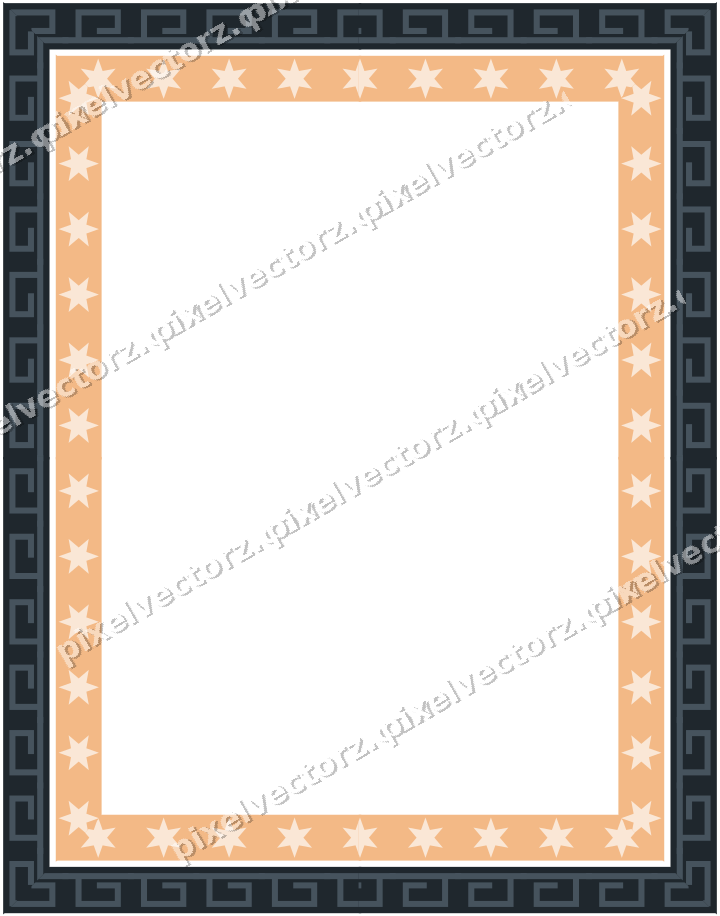 Decorative picture frame border in blue and orange with greek key