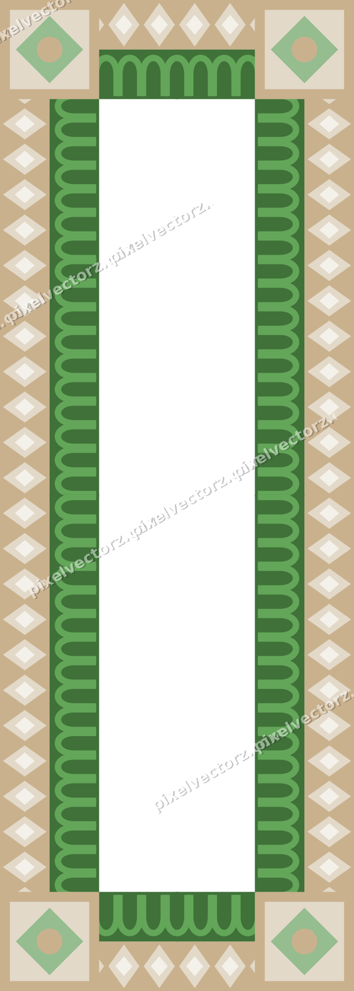 Decorative picture frame border in lime and yellow with arcade frieze