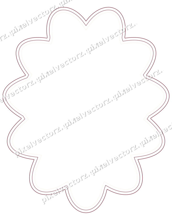 Decorative line art frame in dark pink and red with oval