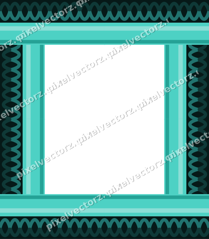Decorative picture frame border in orange and teal with guilloche