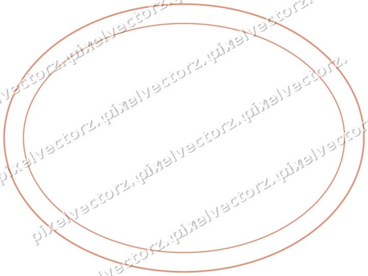 Decorative line art frame in orange and cyan with oval
