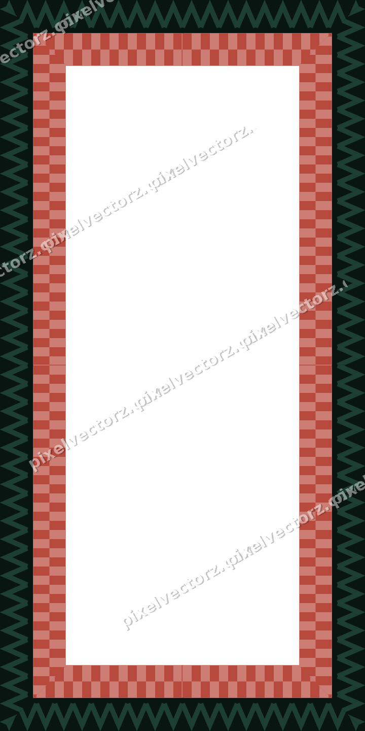 Decorative picture frame border in dark red and dark green with zigzag
