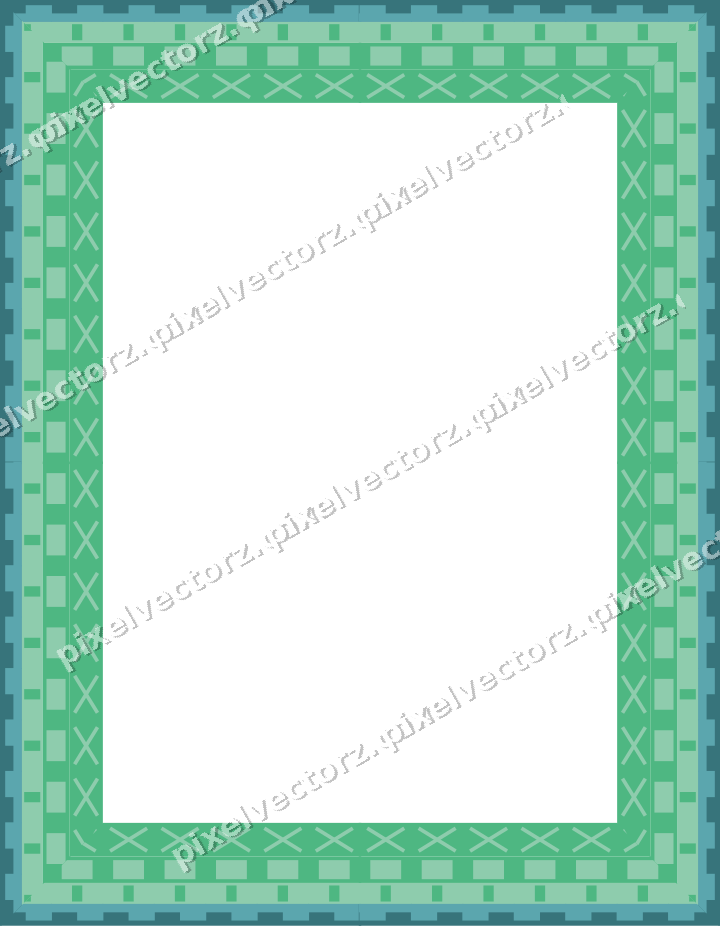 Decorative picture frame border in green and teal with step band