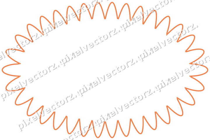 Decorative line art frame in orange and teal with oval