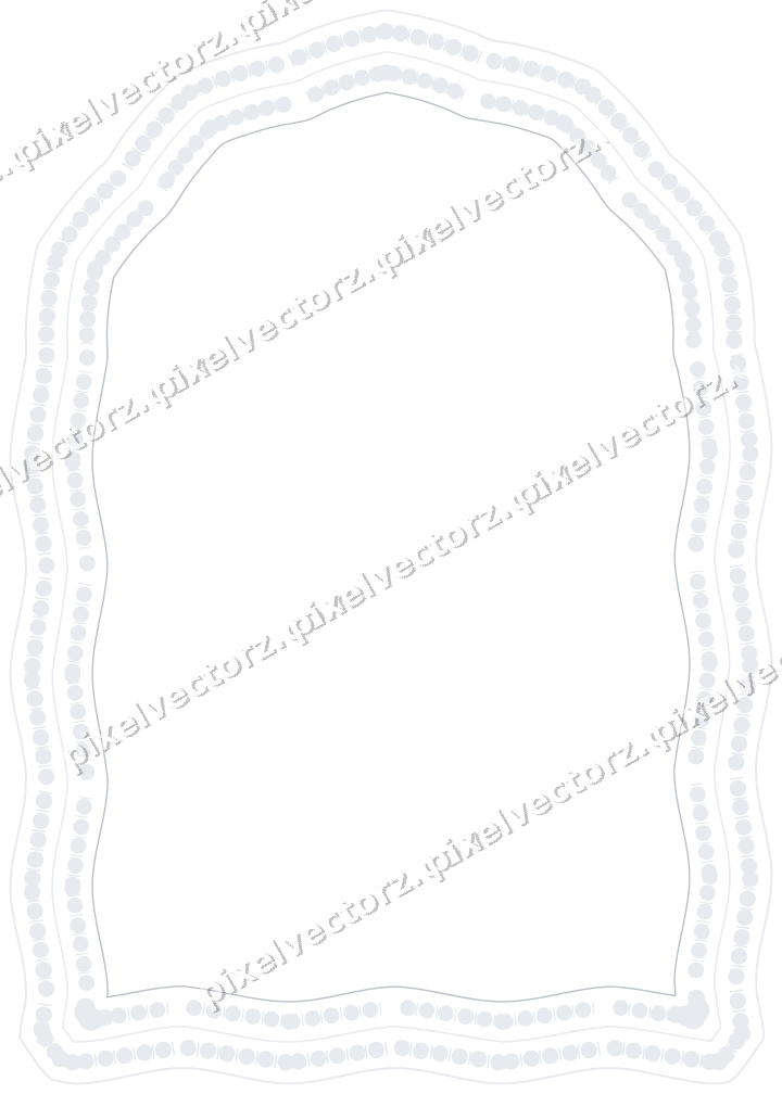 Decorative line art frame in dark blue and white with label plaque