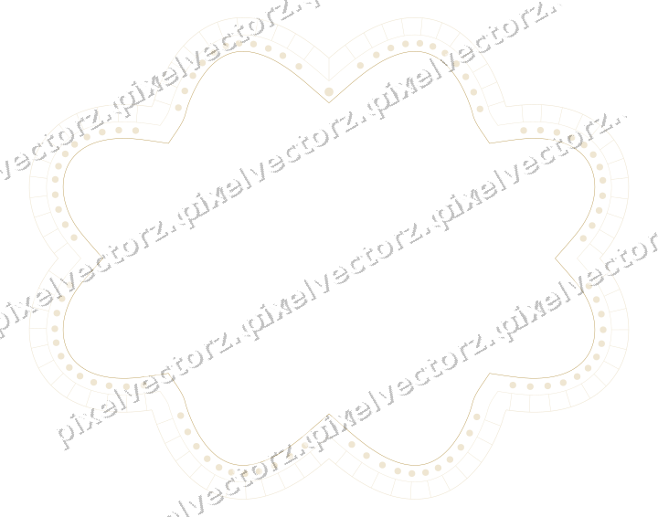 Decorative line art frame in dark magenta and amber with oval