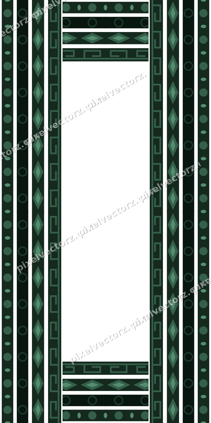 Decorative picture frame border in dark green with bead and reel