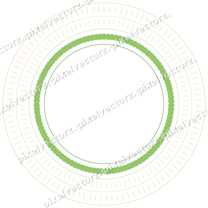 Decorative line art frame in lime and yellow with oval and dashed line