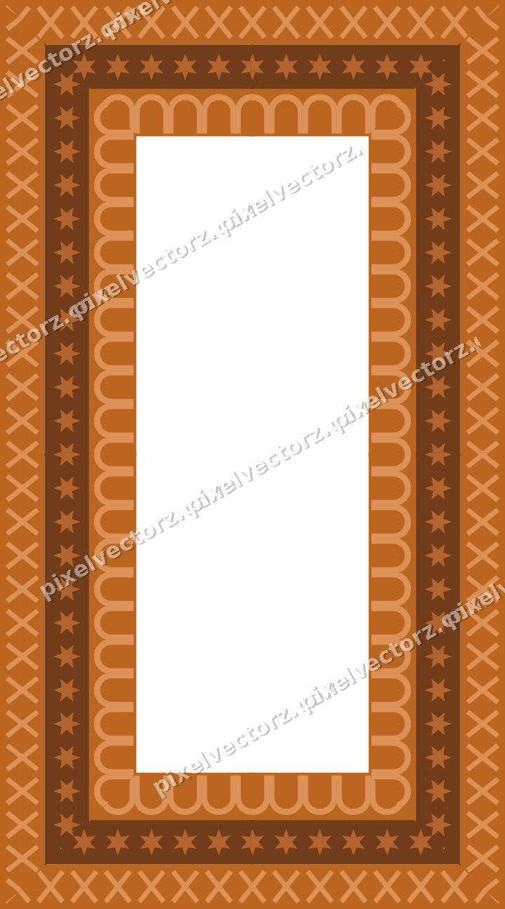 Decorative picture frame border in orange and teal with cross band
