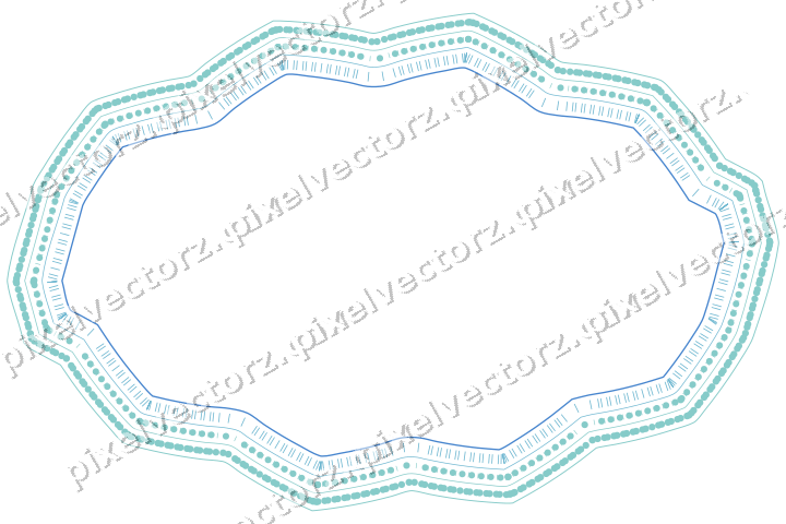 Decorative line art frame in blue and cyan with label plaque
