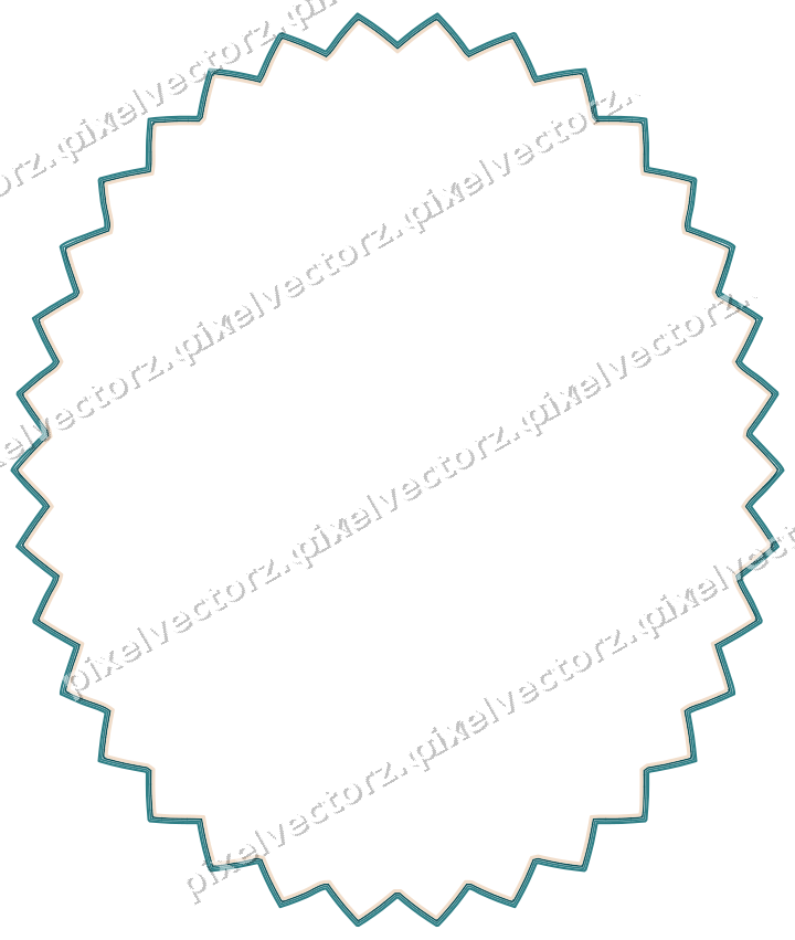 Decorative line art frame in dark teal and orange with oval