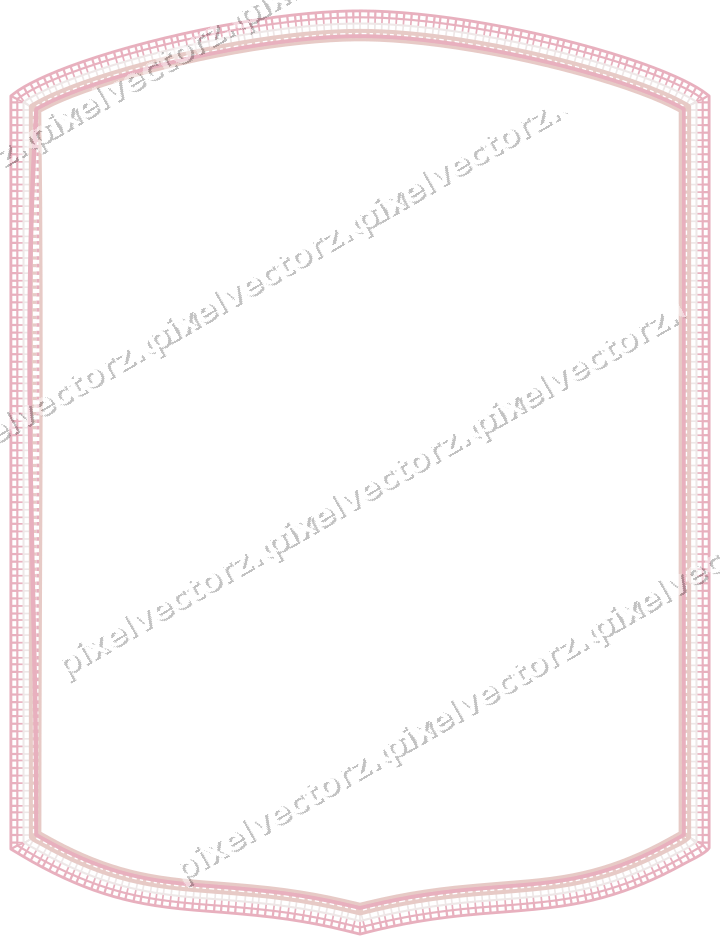 Decorative line art frame in pale pink and pale red with label plaque