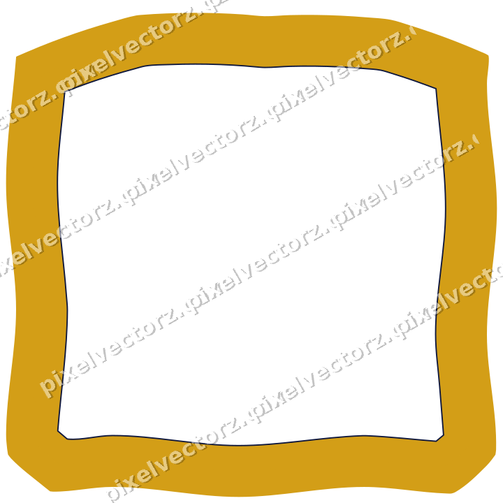 Decorative line art frame in amber and blue with label plaque