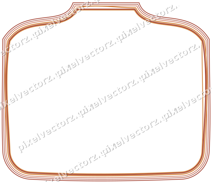 Decorative line art frame in orange and amber with label plaque