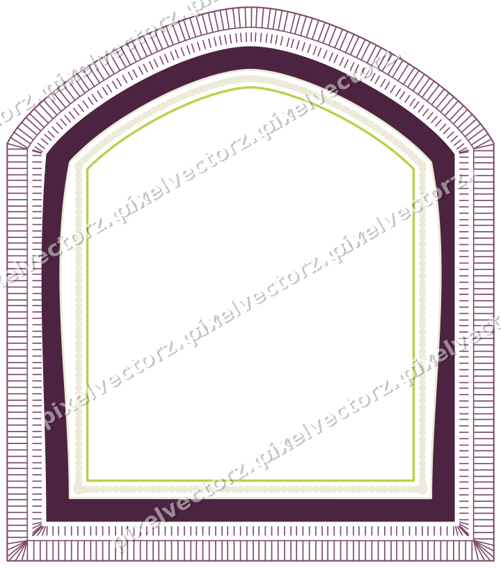 Decorative line art frame in dark magenta and lime with label plaque