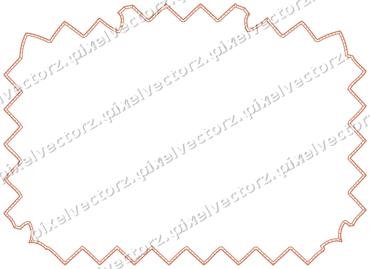Decorative line art frame in dark teal and orange with label plaque
