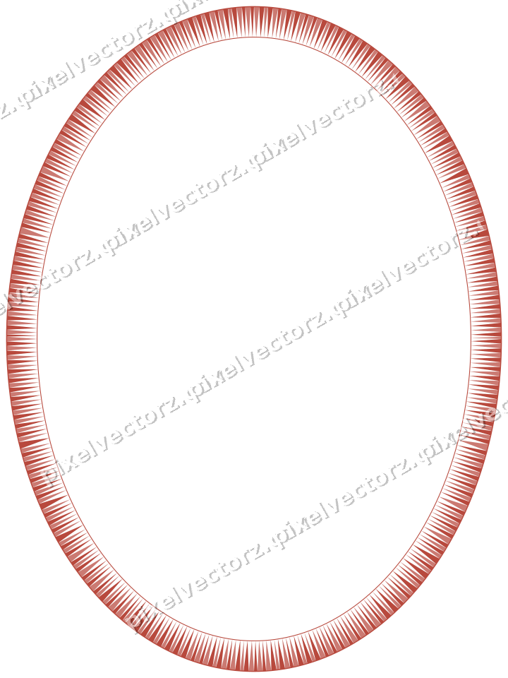 Decorative line art frame in dark red and dark green with oval