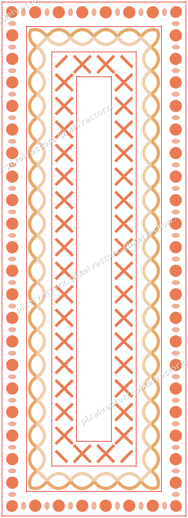 Decorative picture frame border in red and orange with guilloche