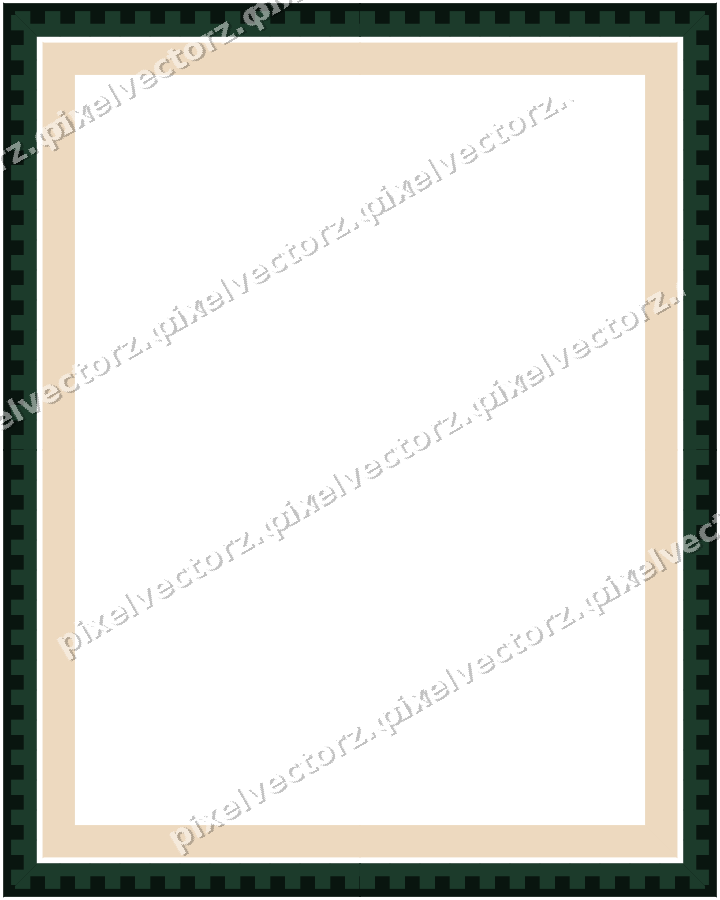 Decorative picture frame border in dark green with step band