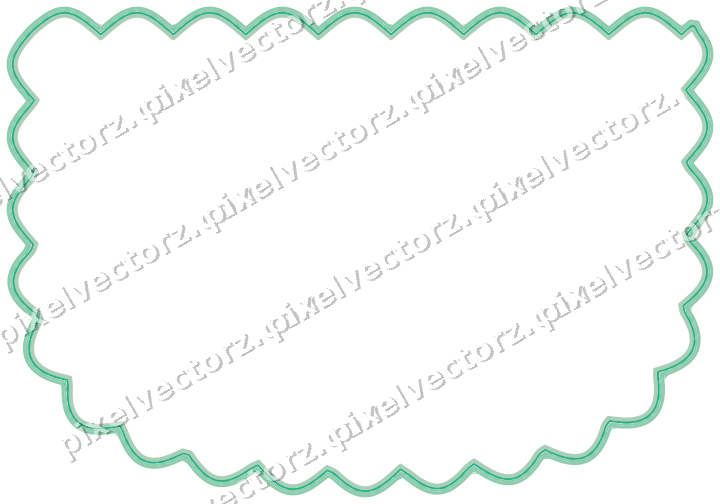 Decorative line art frame in green and teal with shield