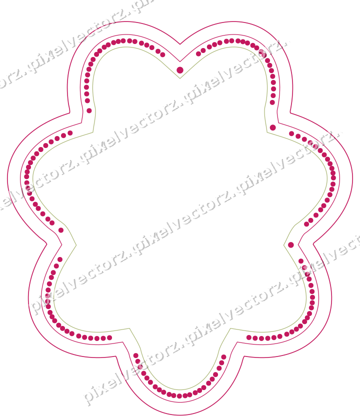 Decorative line art frame in lime and pink with oval