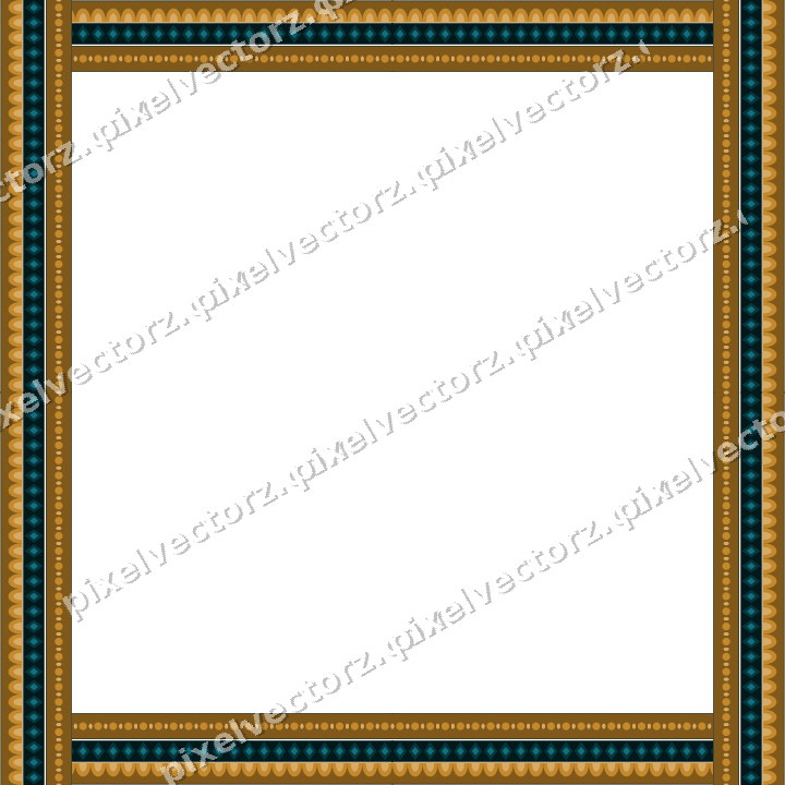 Decorative picture frame border in amber and dark teal with scale band