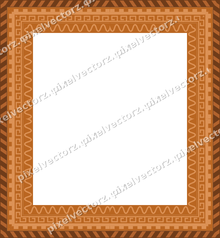 Decorative picture frame border in orange and teal with step band