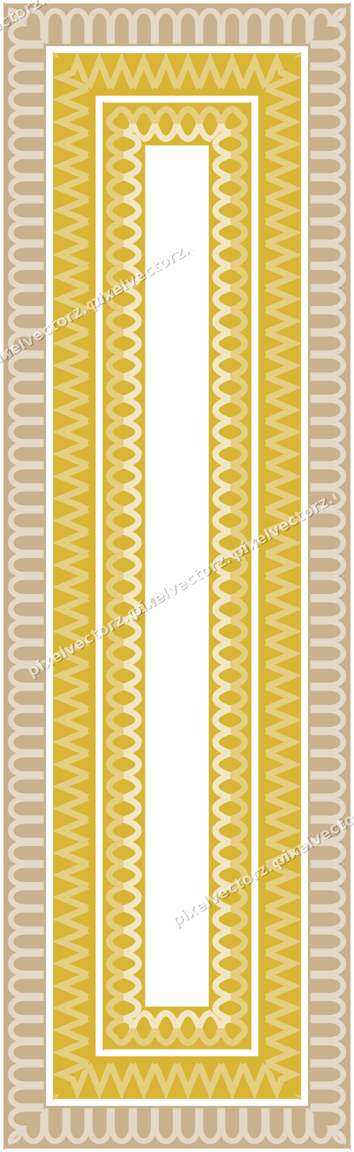 Decorative picture frame border in lime and yellow with arcade frieze