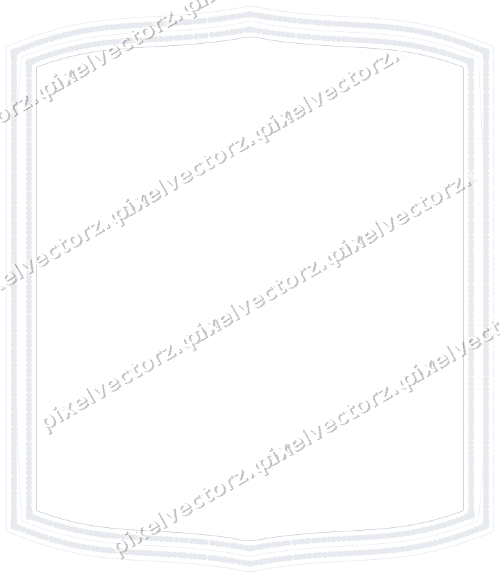 Decorative line art frame in dark blue and white with label plaque