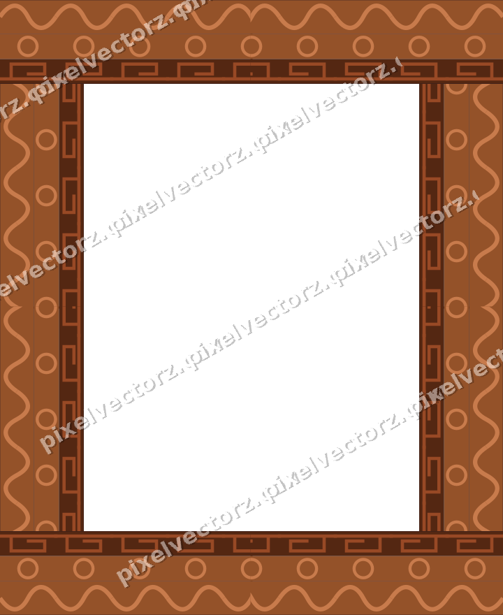 Decorative picture frame border in orange and blue with ring chain